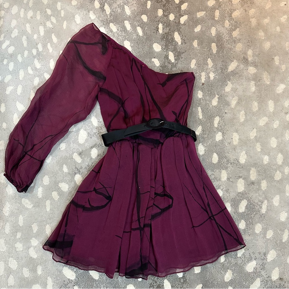 Alice + Olivia one shoulder belted dress